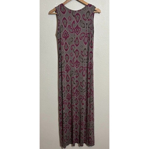 Fresh Produce Maxi Dress S Gray Purple Ikat Rayon Spandex Sleeveless Scoop Neck - Picture 3 of 8